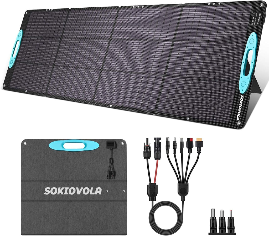 N-Type 16BB 200W Portable Solar Panels for Power Station,IP68 Waterproof ETFE Foldable Solar Panel Kit 25% High Conversion Efficiency Solar Panel for Camping Outdoor RV Blackout
