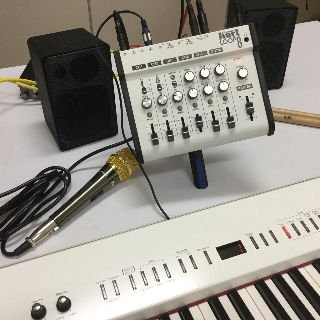 Maker hart Loop Mixer 8 3.5mm/6.3mm JACK/Bluetooth/Phono EQ Pre-amplify/microphone Compatibility/audio mixer