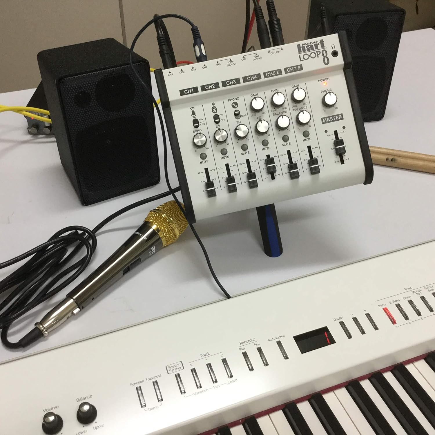 Maker hart Loop Mixer 8 3.5mm/6.3mm JACK/Bluetooth/Phono EQ Pre-amplify/microphone Compatibility/audio mixer