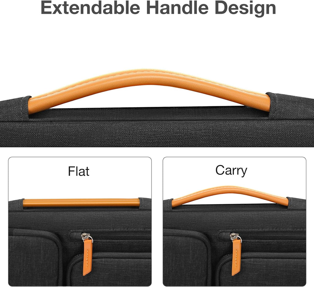 MOSISO 360 Protective Laptop Case 15 inch, 15 inch Laptop Sleeve Compatible with MacBook Air M4 M3 M2 2025 2024 2023, Dell XPS Plus, Side Open Carrying Case with 4 Zipper Pockets&Handle, Black
