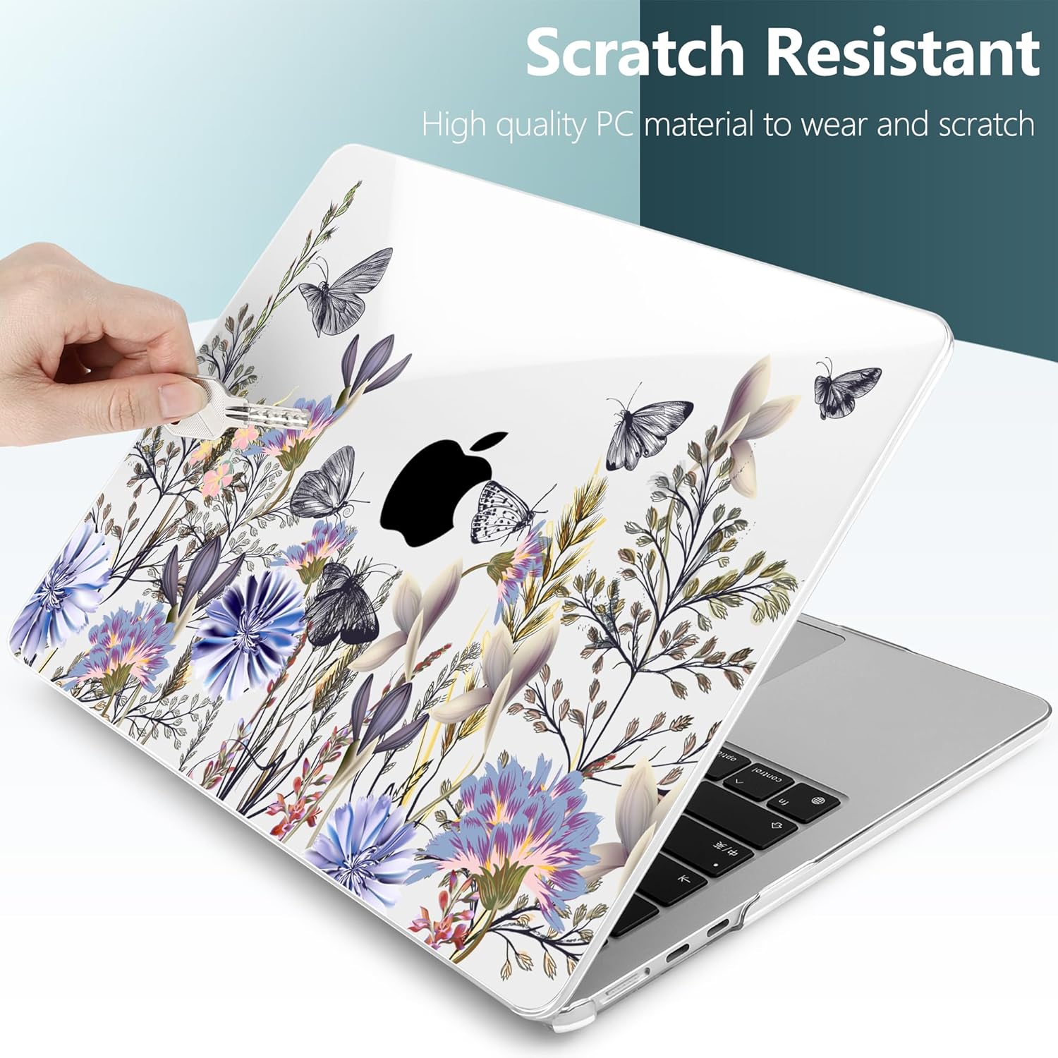 TWOLSKOO Compatible with M4 MacBook Air 15 inch Case 2025-2023 Released Model M4 A3241 M3 A3114 M2 A2941, Plastic Hard Shell & Screen Protector & Keyboard Cover & Type C Adapter, Garden Flower