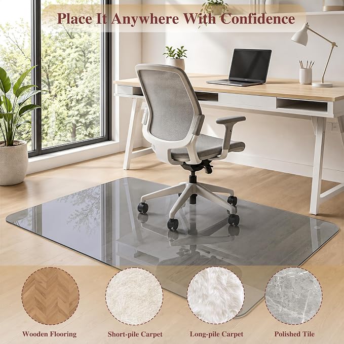 Tempered Glass Chair Mat, Round Corner and Polished Edge - Image 7