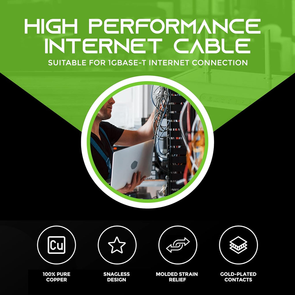 GearIt 50-Pack, Cat5e Ethernet Patch Cable 1 Foot - Snagless RJ45 Computer LAN Network Cord, Black