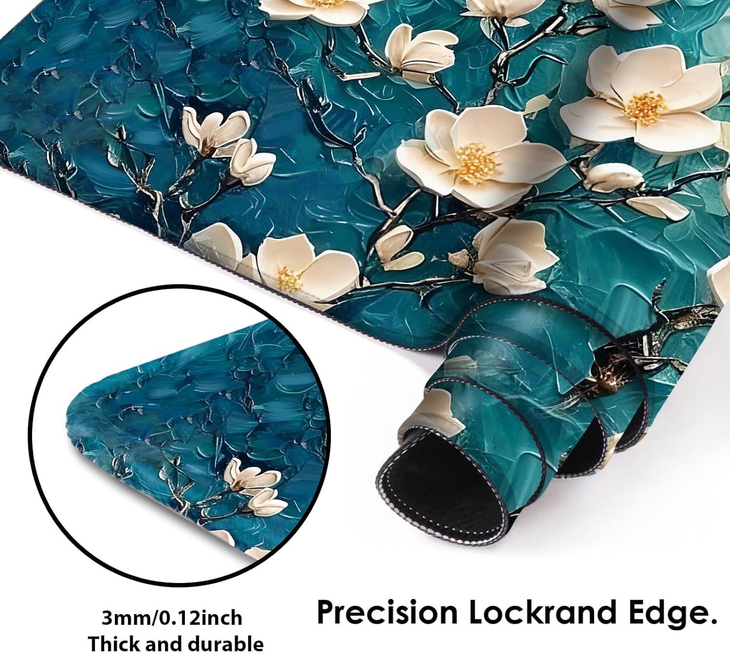 Galdas Gaming Mouse Pad XXL XL Large Long Extended Big Mousepad Non-Slip Rubber Keyboard Desk Pad with Stitched Edges for Laptop Home Office (31.5x11.8x0.08 Inch) … (Painting Flowers)