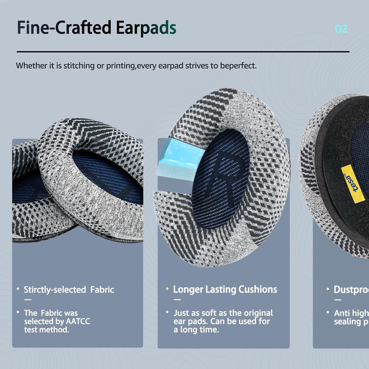 Cooling-Gel QuietComfort 35 / QC35 ii Replacement Ear Pads for Bose Headphones, Also Fit for Bose QC45 QC35 QC25 QC2 QC15/ Around-Ear 2 AE2i AE2w/ SoundTrue & SoundLink Series, Dark Blue
