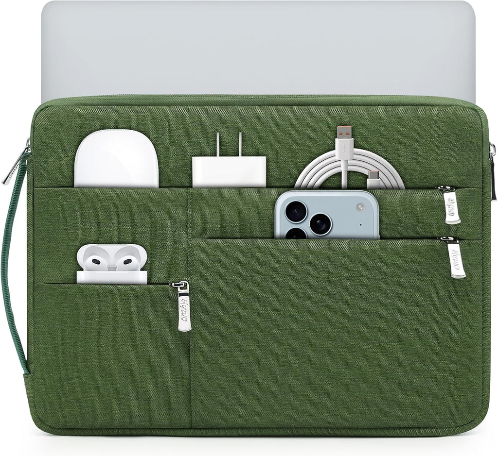 HYZUO 14-15 Inch Laptop Sleeve Bag for MacBook Air 15 M4 M3 M2, MacBook Pro 15, 15" Surface Laptop, XPS 14/15 Plus, Portable NoteBook Case for 14" HP Dell Lenovo ThinkPad Acer, Grass Green