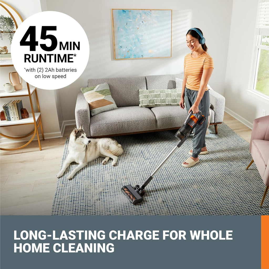 WORX 20V Cordless Stick Vacuum, Powerful Cordless Vacuum Cleaner 25Kpa High Suction for Pet Hair, Lightweight Handheld Vacuum Cleans Floors Carpet Car – Battery & Charger Included