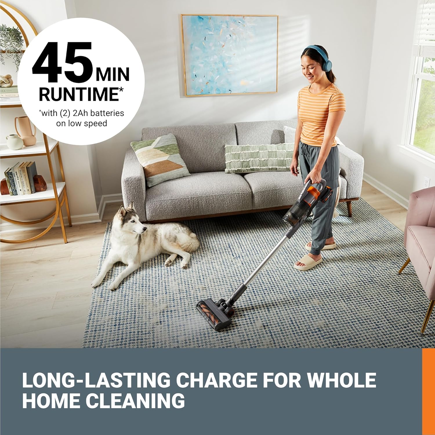 WORX 20V Cordless Stick Vacuum, Powerful Cordless Vacuum Cleaner 25Kpa High Suction for Pet Hair, Lightweight Handheld Vacuum Cleans Floors Carpet Car – Battery & Charger Included