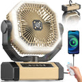 Camping Fan Rechargeable - 9-Inch Battery Powered Fan, 20000mAh(60Hrs) Battery Operated for Camping, Auto Oscillation Cordless, Tent Fan with Remote/Light, 4 Speeds, 4 Timing, Outdoor