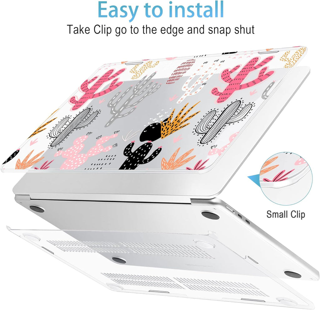 Mektron for 2025 M4 MacBook Air 13.6 Inch A3240 Case Fits 2023 A2681 M2 2024 A3113 M3 Chip with Liquid Retina Display Touch ID, Printed Plastic Hard Shell Cover for MacBook Air 13.6", Colorful Cacti