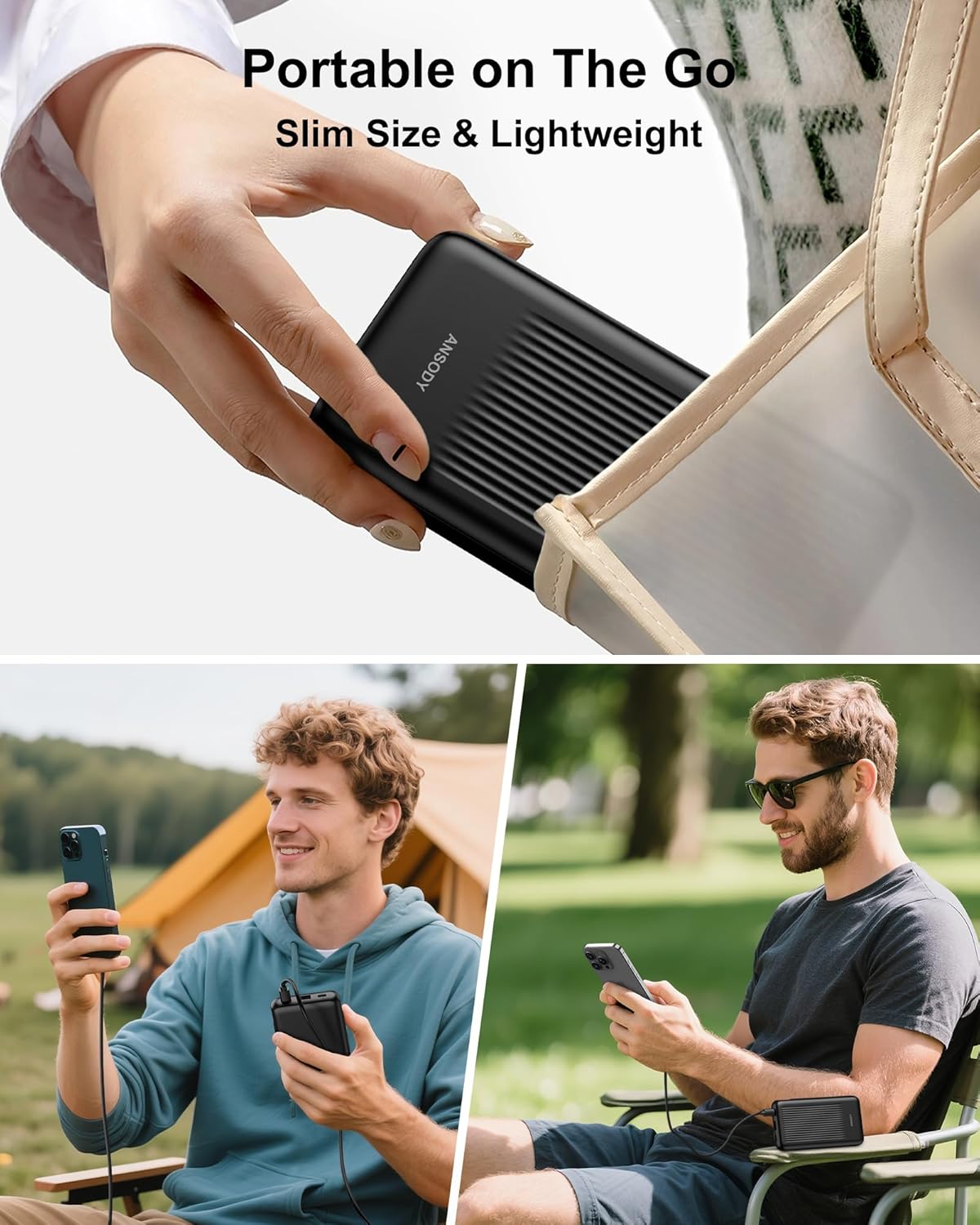 2-Pack 10000mAh Power Bank Fast Charging, 22.5W Compact USB C Portable Charger with 2 Outputs & 2 Inputs, LED Display Battery Pack Compatible with iPhone Samsung iPad Tablets, Black & White