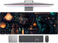 Anime Blue Cat Kawaii Cats Mouse Pad, XL Large Extended Gaming Desk Pad, Women Desk Decor Pad Computer Laptop Keyboard and Wireless Mouse Mat with Stitched Edges 31.5x11.8 in