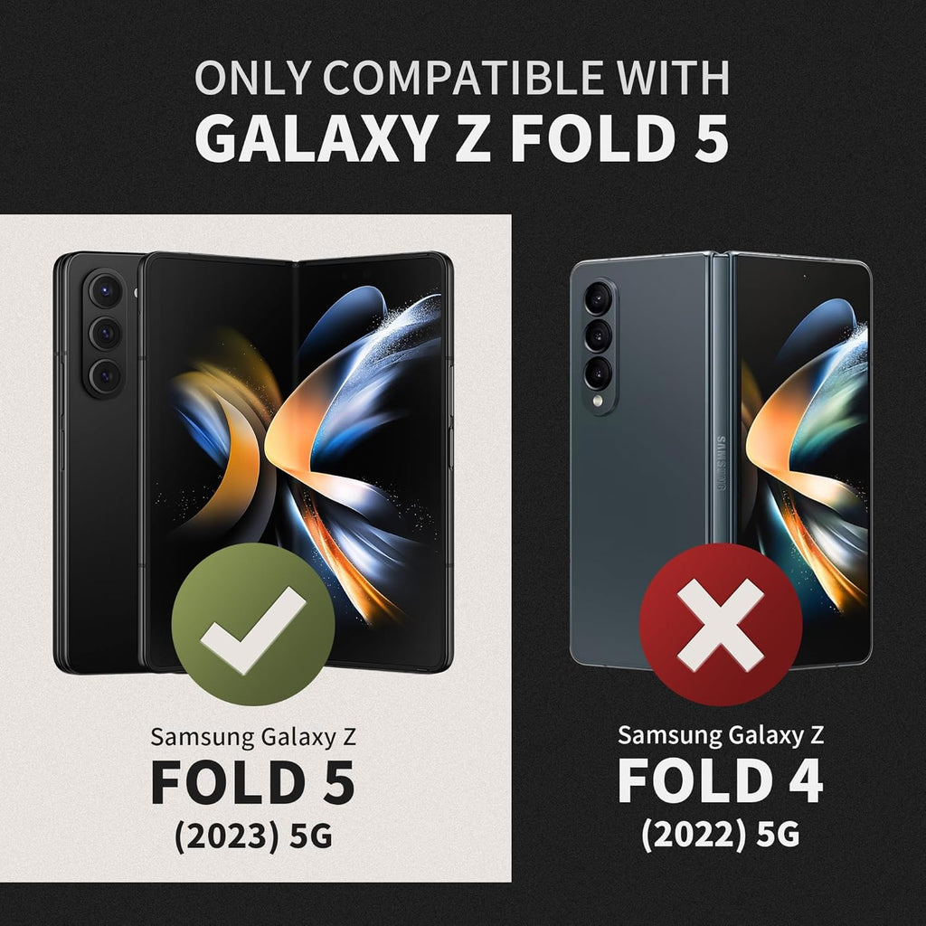 TONGATE for Z Fold 5 Case with Ring Stand, Built-in S Pen Holder & Glass Screen Protector Shockproof Rugged Z5 Phone Case with Slide Camera Cover& Belt Clip for Samsung Galaxy Z Fold 5, Privacy Black