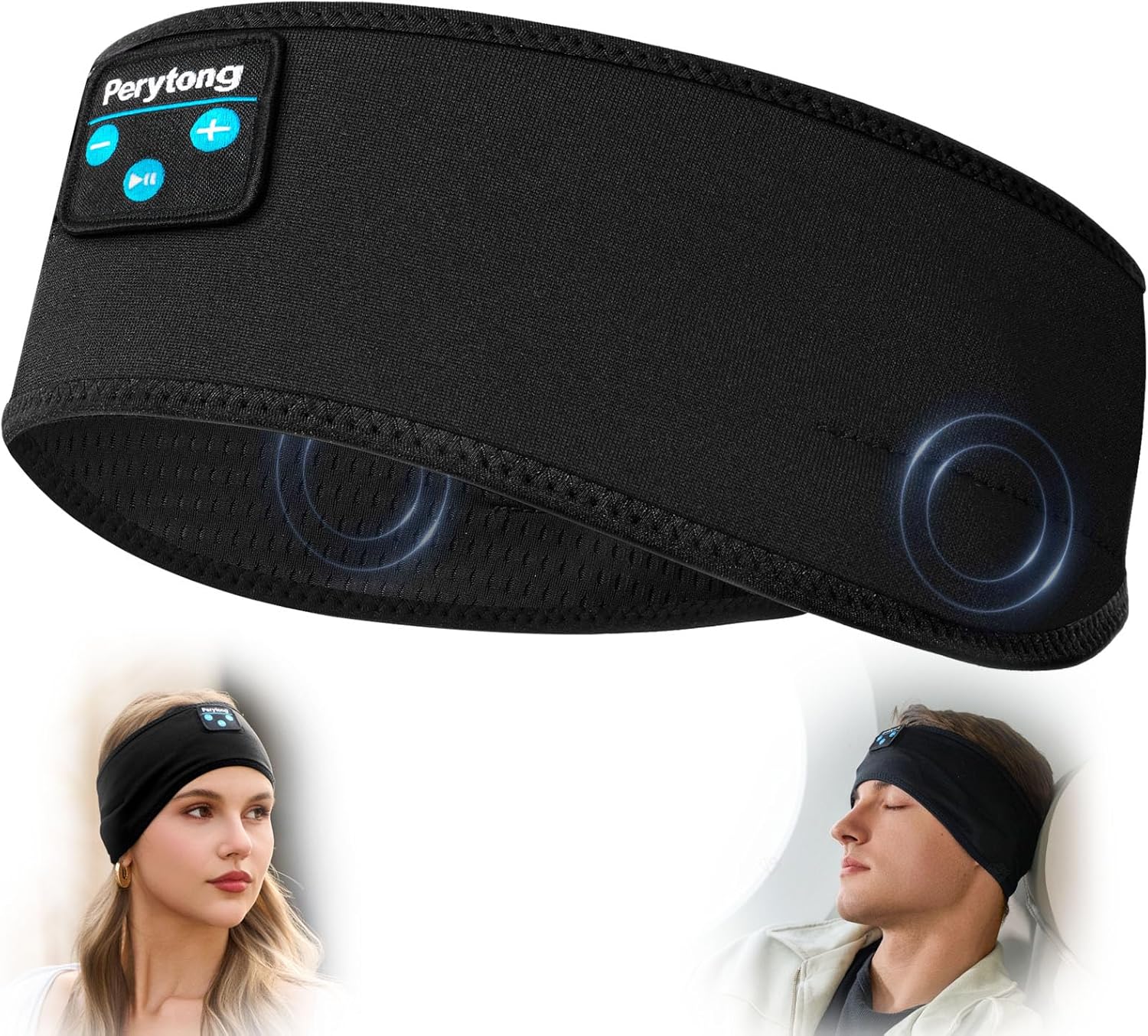Perytong Sleep Headphones Bluetooth Headband Wireless Headphone Headband for Side Sleepers - Headphones for Sleeping - Sleeping Headband for Insomnia Nuit Travel,Gift for Women Men Mom Dad