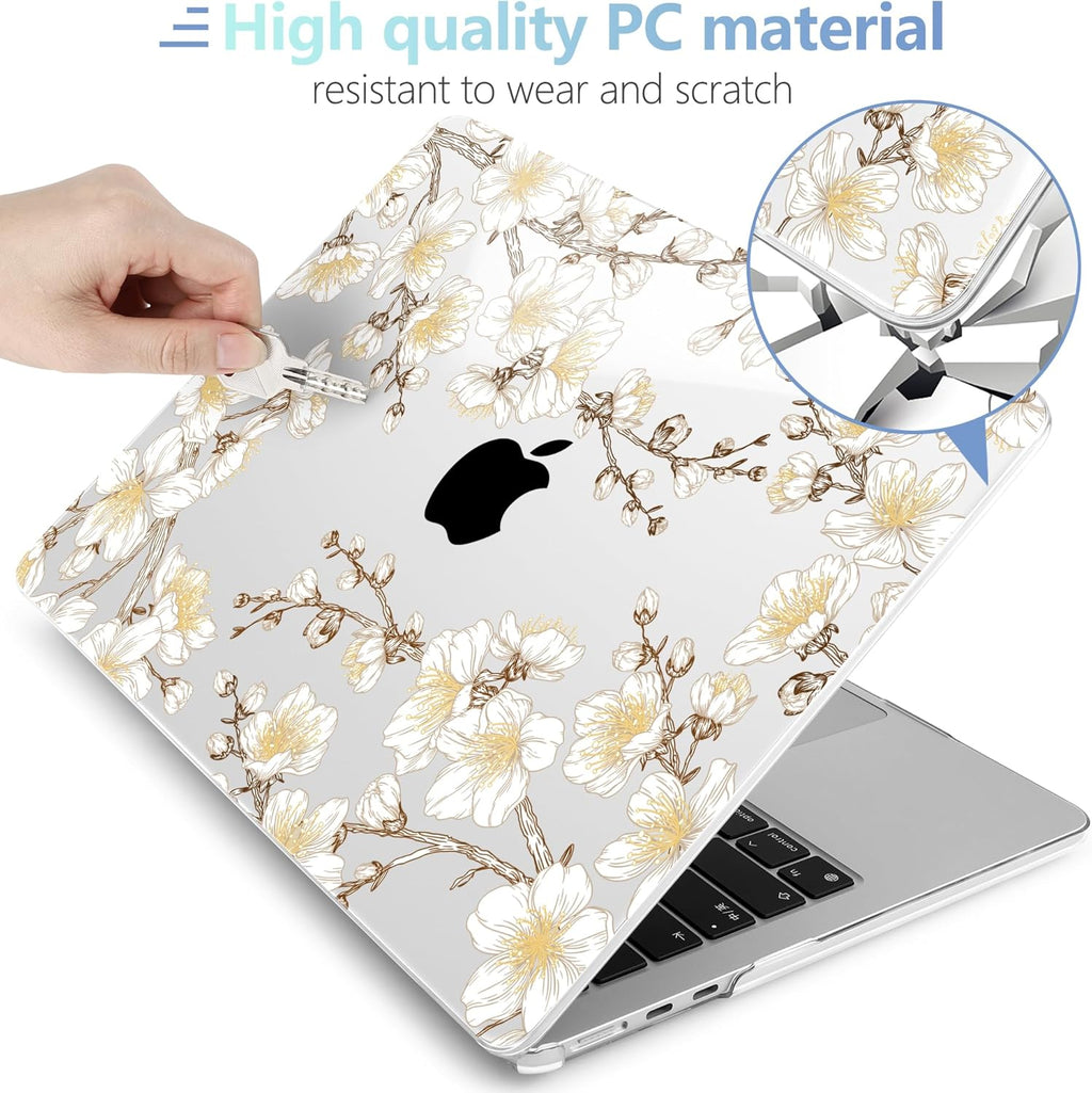 MEEgoodo for M4/M3/M2 MacBook Air 15.3 inch Case 2025 2024 2023, Case Fit Model (A3241/A3114/A2941) for MacBook Air 15 inch, Laptop Hard Shell with Keyboard Cover, Cherry Branches