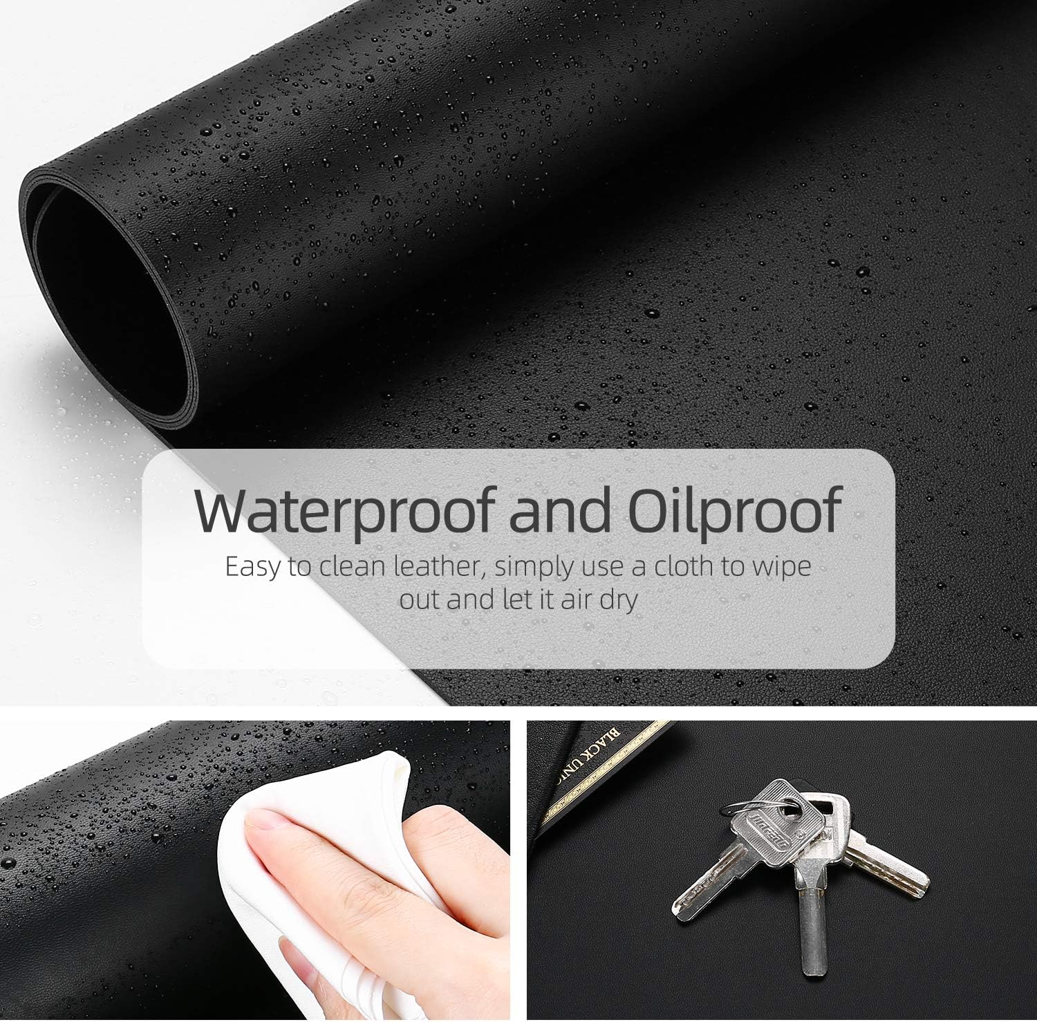 YSAGi Desk Pad, Desk Mat, 31.5" x 15.7" Laptop Leather Desk Pad Protector, Large Leather Desk Blotter for Keyboard and Mouse, Waterproof Desk Writing Pad for Office and Home (31.5" x 15.7", Black)