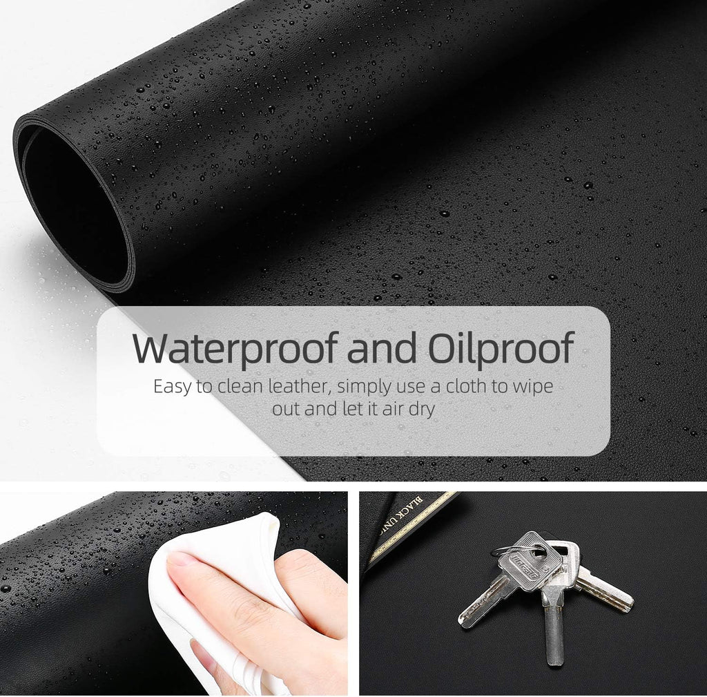 YSAGi Office Desk Pad, Desk Mat, 23.6" x 13.7" Ultra Thin Waterproof PU Leather Desk Blotter, Laptop Leather Desk Pad Protector for Keyboard and Mouse, Dual-Sided Desk Writing Pad for Office(Black)