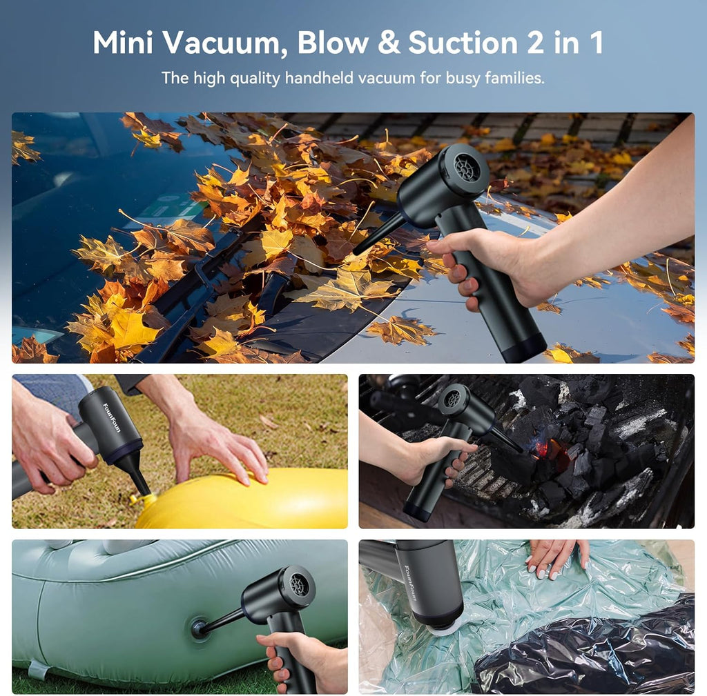 Car Vacuum Portable Cordless, Mini Handheld Vacuum Cleaner for Pet Hair/Car/Home, Suction & Blow 2 in 1, 22KPa High Power, 6000mAh, Small Lightweight Gadget, Type-C Rechargeable.
