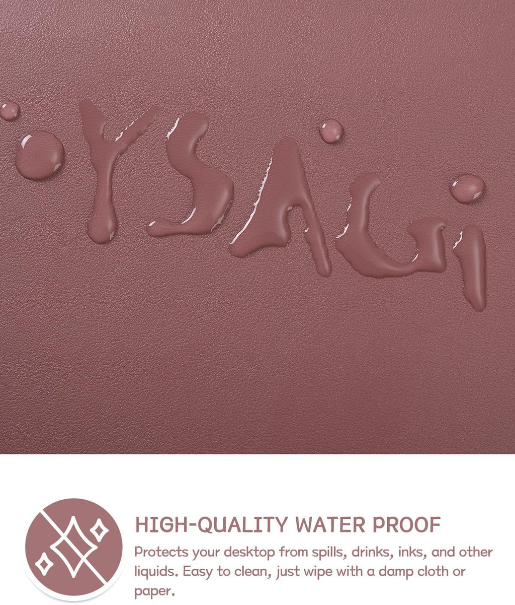 YSAGi Non-Slip Leather Desk Pad L Size, Waterproof Laptop Computer Desk Keyboard Mat, Table Protector Blotter Mat, Large Mouse Pad for Office/Work/Home/Decor(Dark Pink, 35.4" x 17")