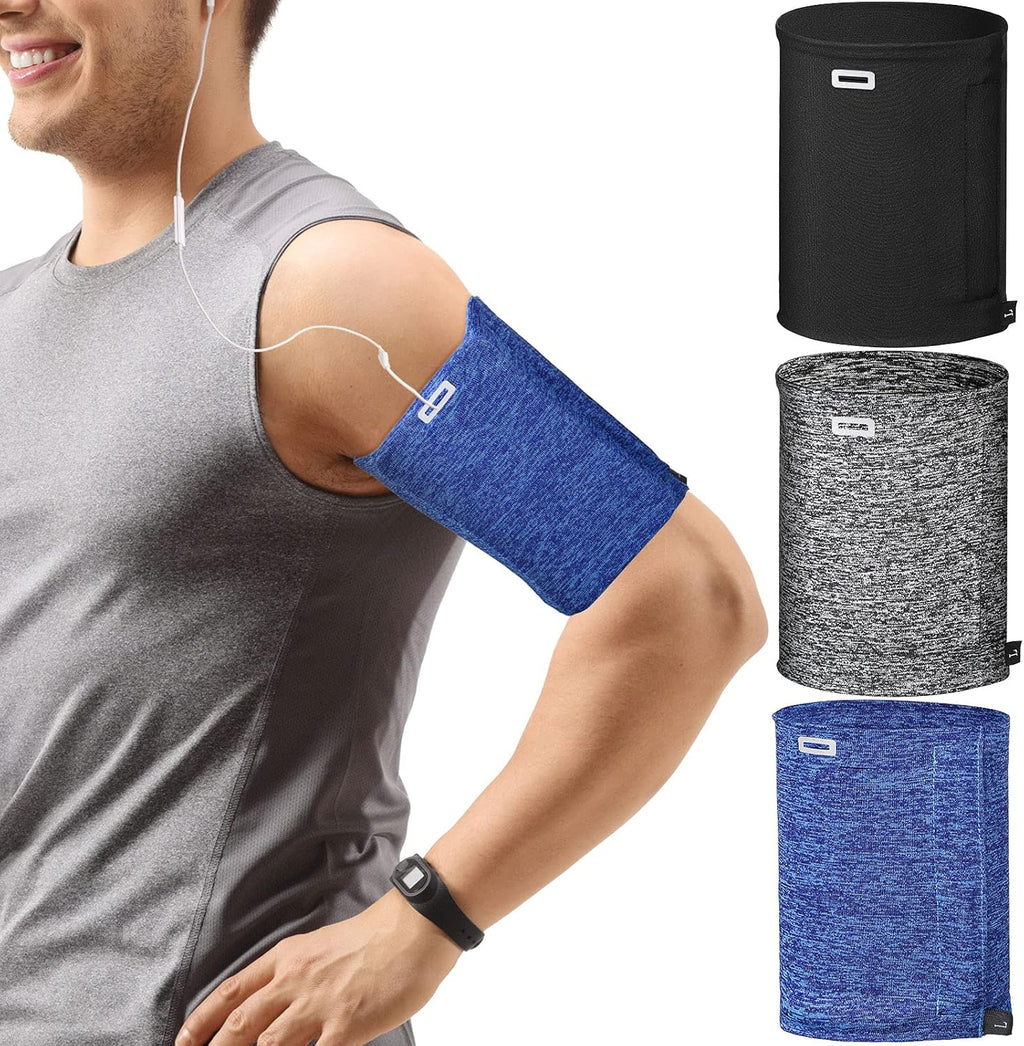 Outus 3 Pieces Phone Armband Running Armband Cell Phone Sleeve for Running Holder Arm Bands for Walking Hiking Jogging Travel (black, Gray, White-blue,L)