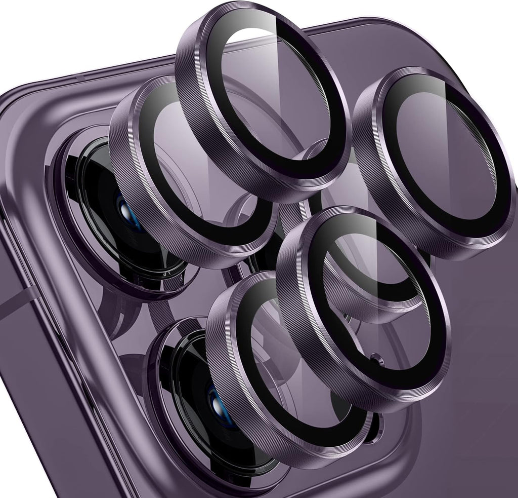 WSKEN for iPhone 14 Pro/iPhone 14 Pro Max Camera Lens Protector,[Night Shooting Mode] HD Tempered Metal Glass Camera Screen Protector Cover Film Accessories,Purple + Purple