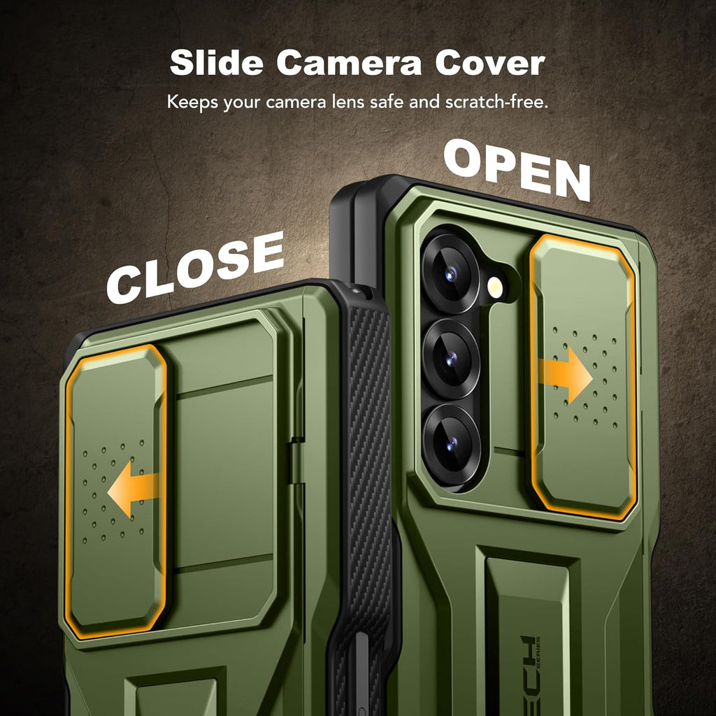 TONGATE for Z Fold 6 Case, [with S Pen Slot & Hinge Protection] [Tempered Glass Screen Protector] Full-Body Military Drop Phone Case for Samsung Galaxy Z Fold 6 with Kickstand & Belt Clip, Green