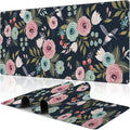 Colorful Flowers and Birds Desk Mat,Large Spring Floral Bird Gaming Keyboard Mouse Pad,Non-Slip Rubber Base Desk Pad Thick Stitched Edges Waterproof Mousepad Mouse Mat 31.5"x11.8"