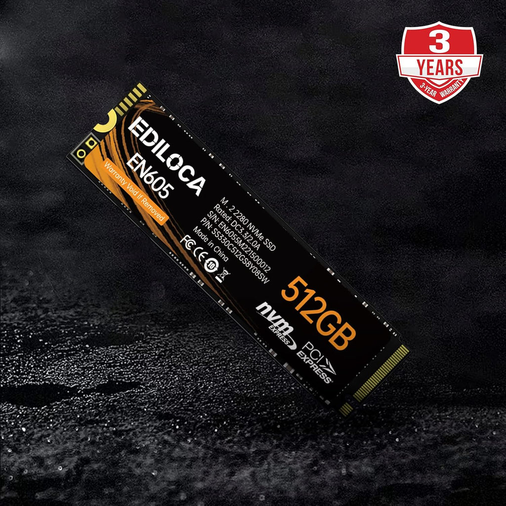 EN605 512GB M.2 SSD, NVMe1.3 PCIe Gen3 x4 SSD TLC, Internal Hard Drive, M.2 2280 - Read/Write Speed up to 2150/1600 MB/s - Internal SSD Compatible with Laptop & PC Desktop
