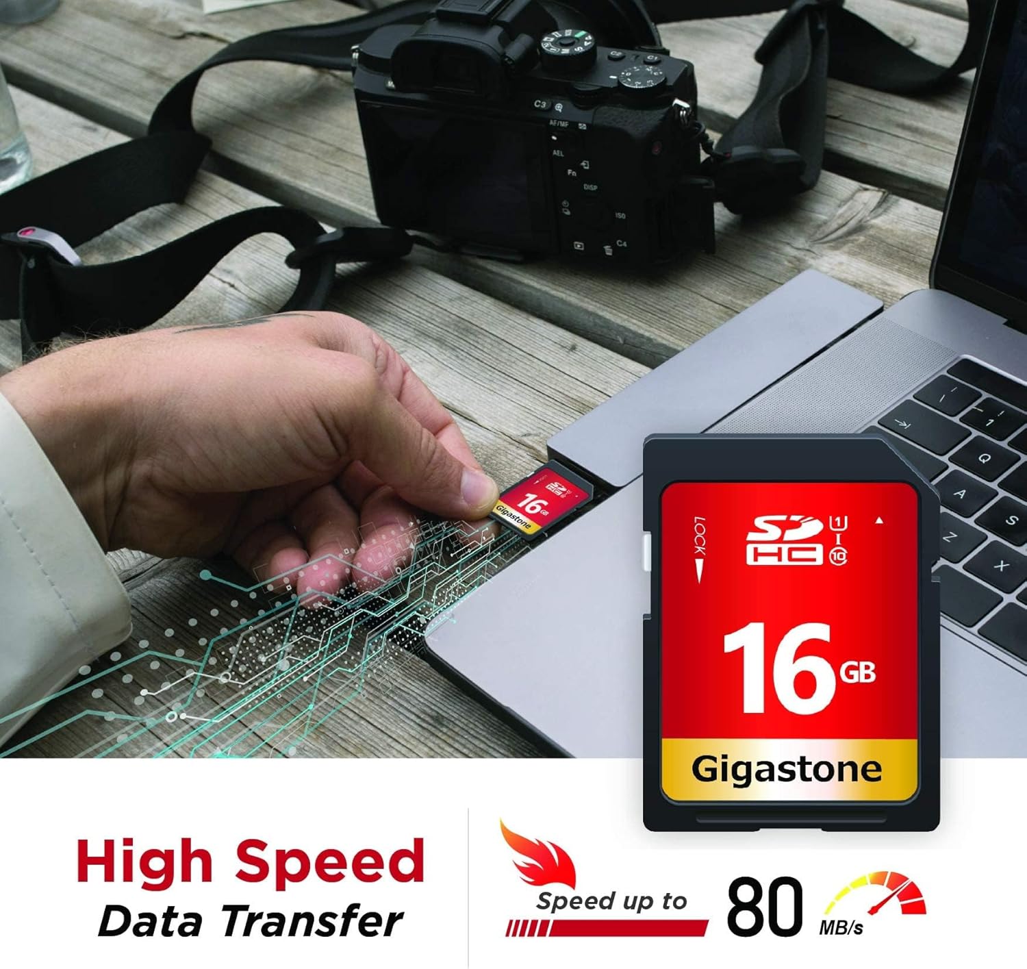 GIGASTONE 16GB SD Card 20-Pack UHS-I U1 Class 10 SDHC Memory Card High Speed Full HD Video Compatible with Canon Digital Camera, SPYPOINT TACTACAM WOSPORTS Trail Camera, with 20 Mini Cases