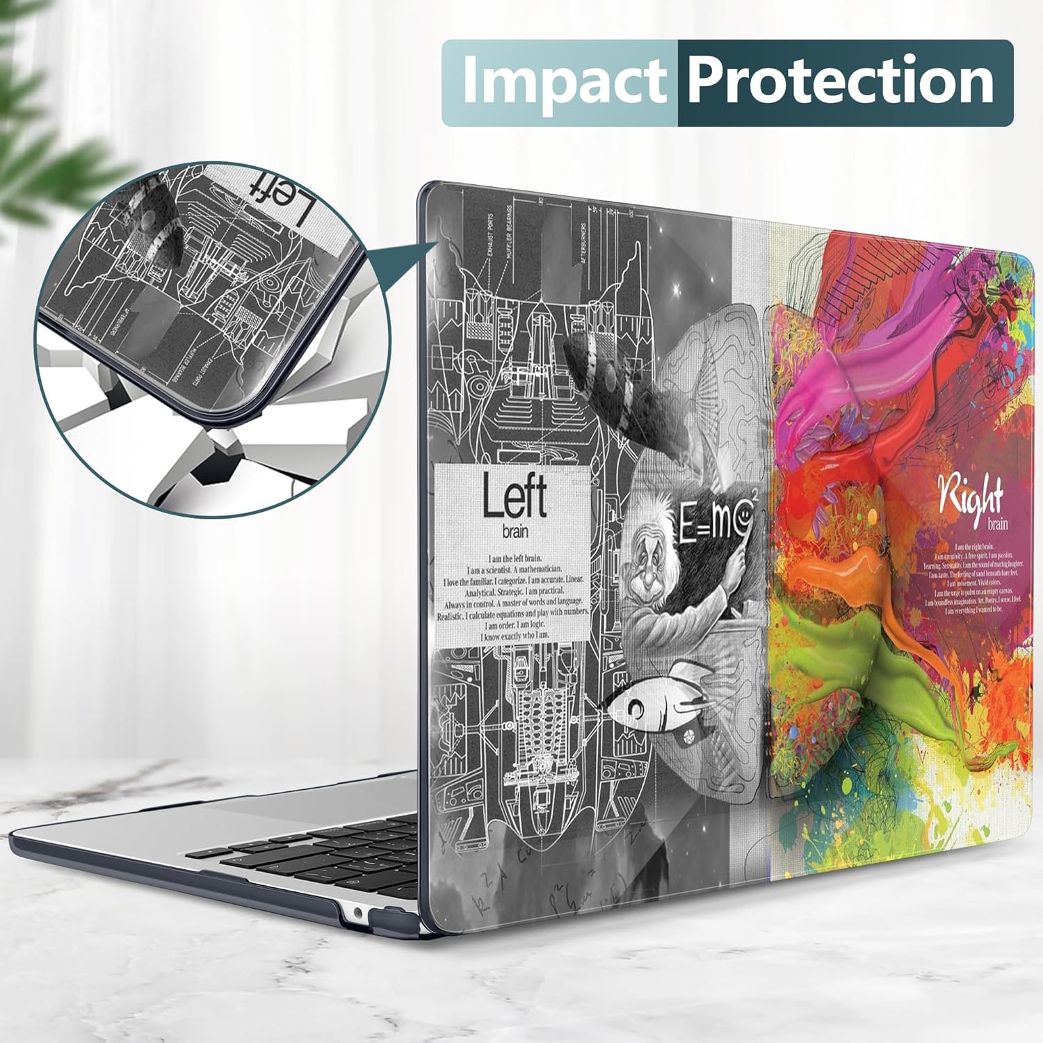 TWOLSKOO for M4 MacBook Air 13.6 inch Case 2025-2022 Release M4 A3240 M3 A3113 M2 A2681, Plastic Hard Shell & Screen Protector & Keyboard Cover & Trackpad Film, Creative Brain