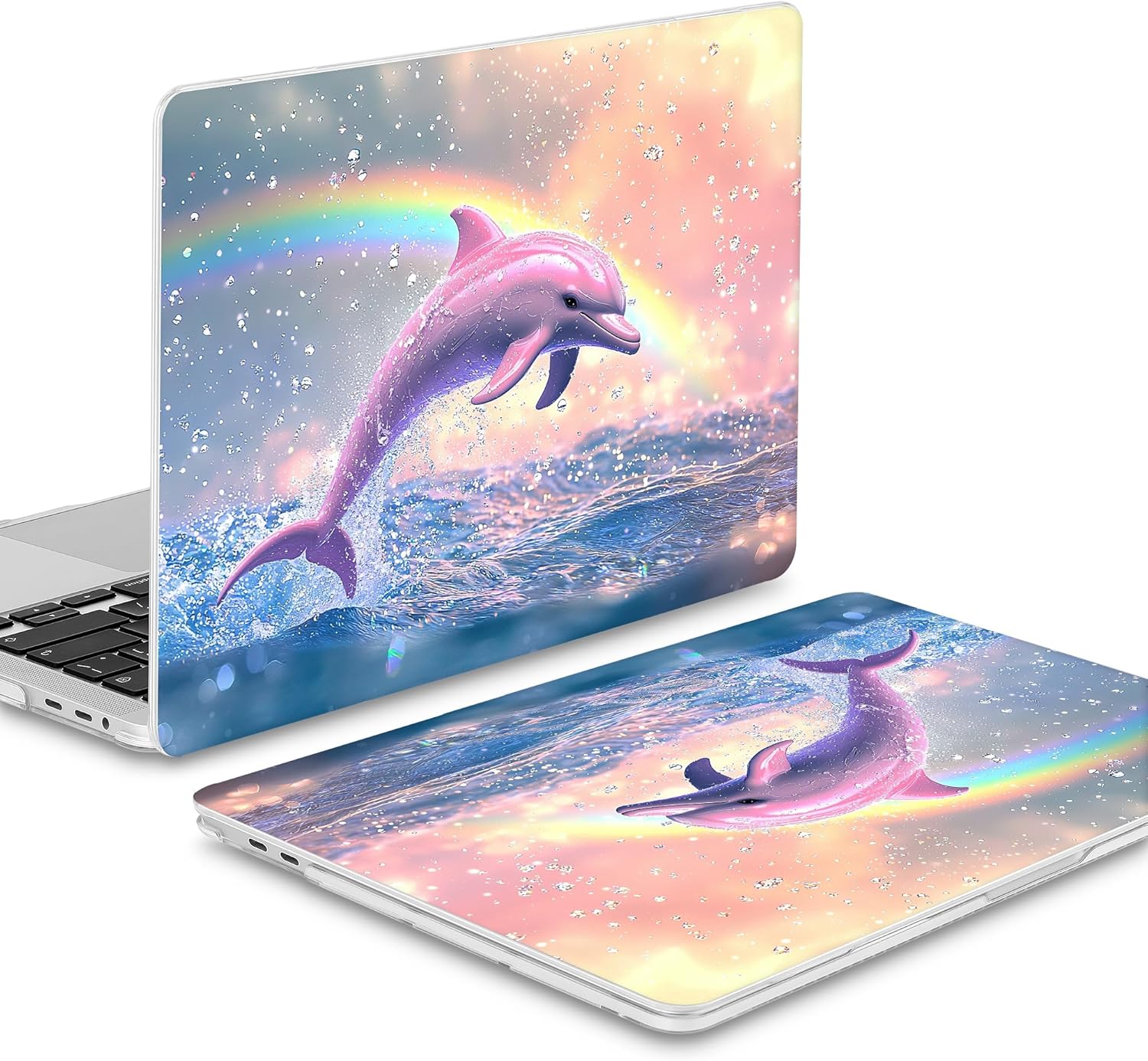 Mektron Case for MacBook Pro 16 Inch A2141 Cover 2019 Release 16" with Liquid Retina Display/Touch ID, Plastic Hard Shell with Keyboard Skin & Screen Protector & Dust Plug, Jumping Dolphin