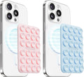Klearlook 2Pack Magnetic Suction Phone Mount for MagSafe Case, Sticky Phone Grip Holder for iPhone, Removable Hands-Free Selfie/Video for TikTok Influencers, Women Girl Gift, Light Pink & Light Blue