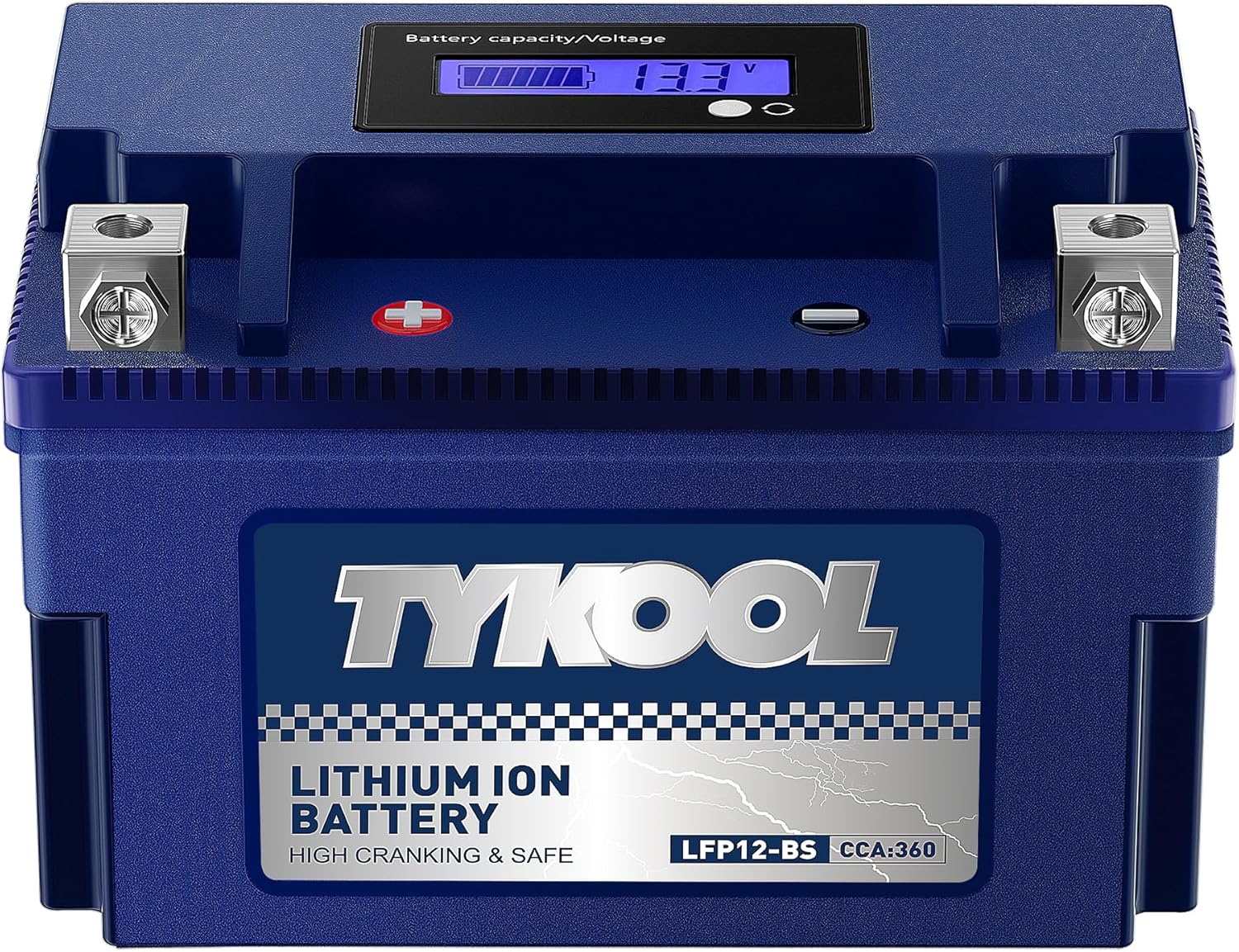 YTX12-BS High Performance LiFePO4 Lithium Motorcycle Battery,360CCA,12V 6Ah,Digital Readout,Fits for Honda TRX250 Recon,Suzuki LT-F250 Ozark,BRP (CAN-AM) DS250 ATV,Polaris RZR UTV,Vespa 300cc Scooter