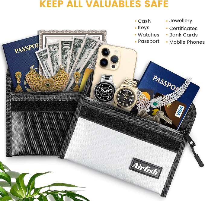 Airfish Fireproof Money Bag, 5 x 8 inches Fireproof Wallet, Waterproof Cash Bag - Image 3