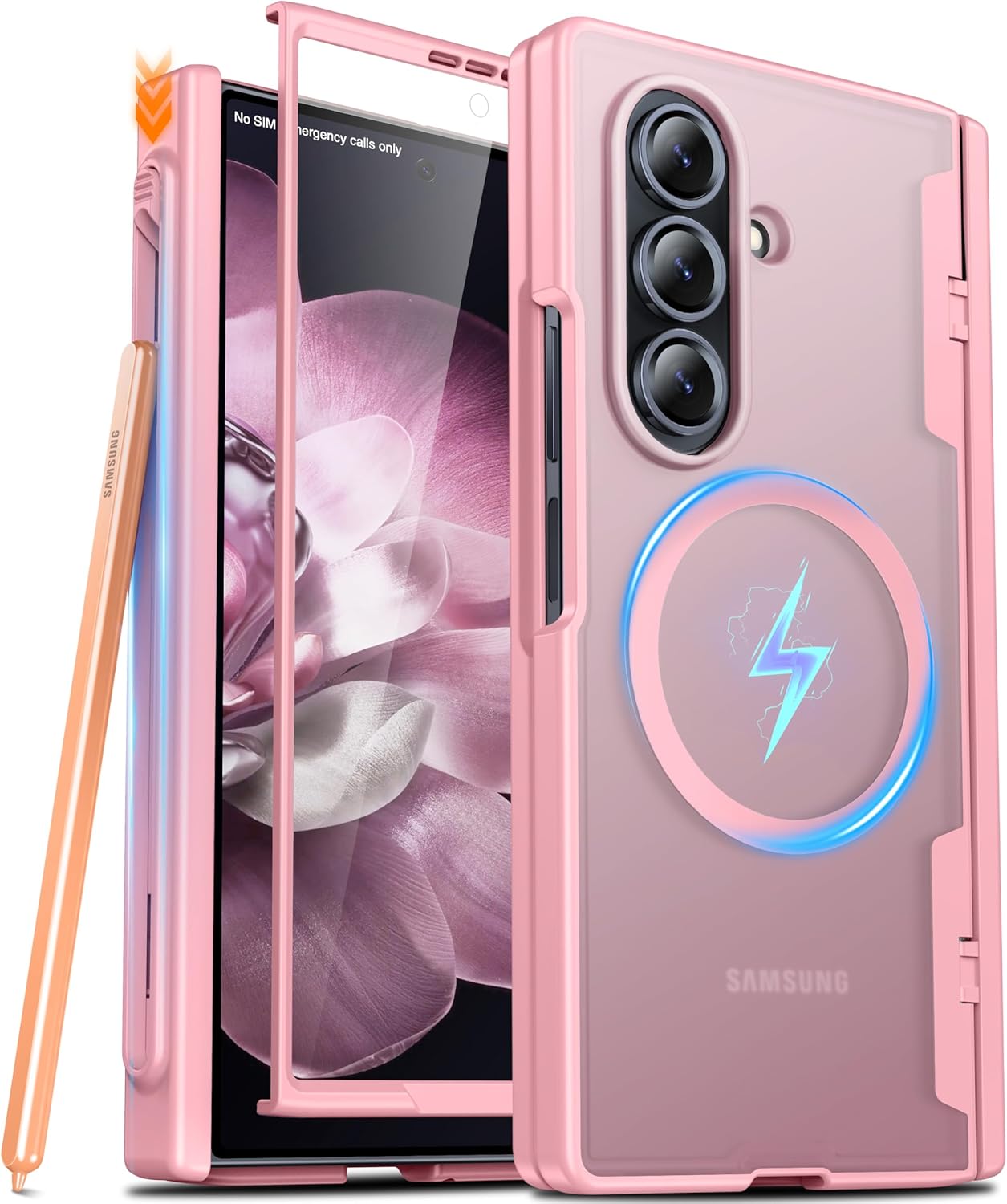 Oneagle Magnetic for Samsung Galaxy Z Fold 7 Case Built in Screen Protector Translucent [Fit for MagSafe] [S Pen Holder Slot] [Hinge Protection] MIL-Grade Shockproof Matte Case for Galaxy Z Fold 7