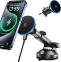 for MagSafe Car Mount Charger Dash/Windshield/Vent Wireless Car Charger with [LED Light], Strong Magnetic Phone Holder for Car for iPhone 16 15 14 13 12 Series, Fit MagSafe Accessories