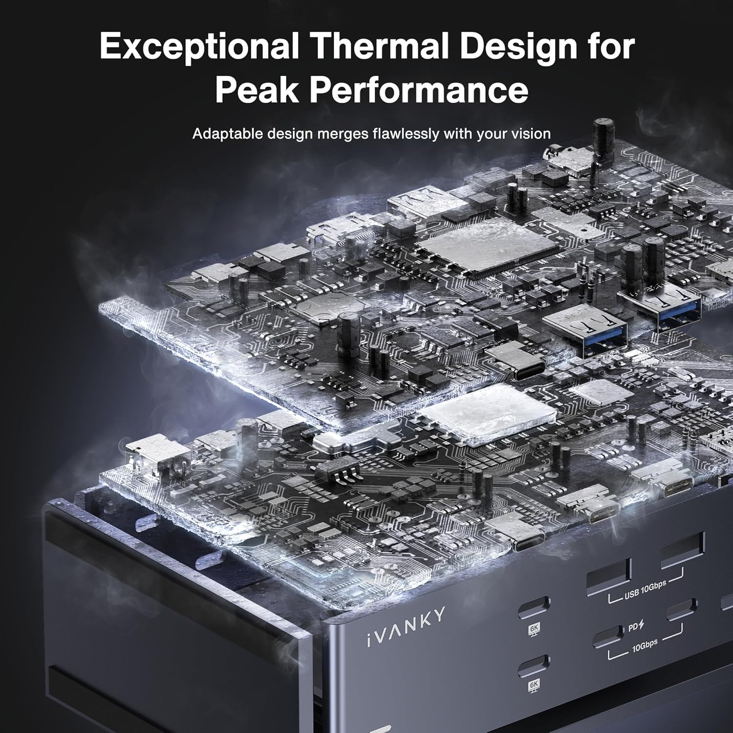 iVANKY FusionDock Max 1 Dual Thunderbolt 4 Chips, 20-in-1 Quad 6K@60Hz Monitor MacBook Air Docking Station, 40Gbps Dock for MacM1/M2/M3/M4 Pro/Max, 2HDMI 2.0, 96W PD, 10Gbps USB, 2.5 GbE, SD/TF 4.0