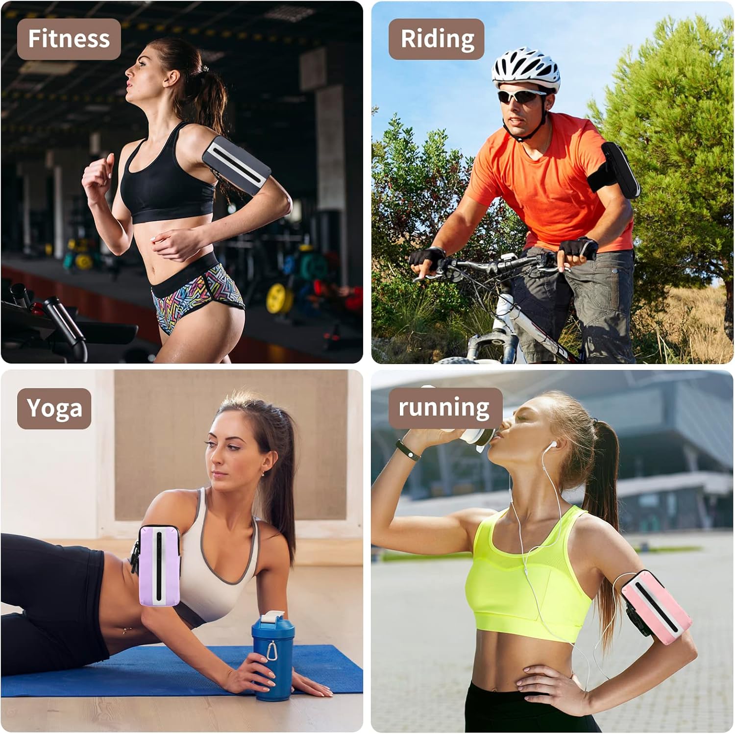 Running Phone Holder Armband, iPhone Arm Bands for Exercise, Running Arm Bands for Cell Phone, Phone Purse Cell Phone Holder for Walking (Grey)