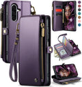 Defencase for Galaxy A26 5G Case Wallet with RFID Blocking Card Holder for Women Men, Fashion PU Leather Magnetic Snap Flip Zipper Wrist Strap Wallet Phone Case for Samsung Galaxy A26 5G, Purple