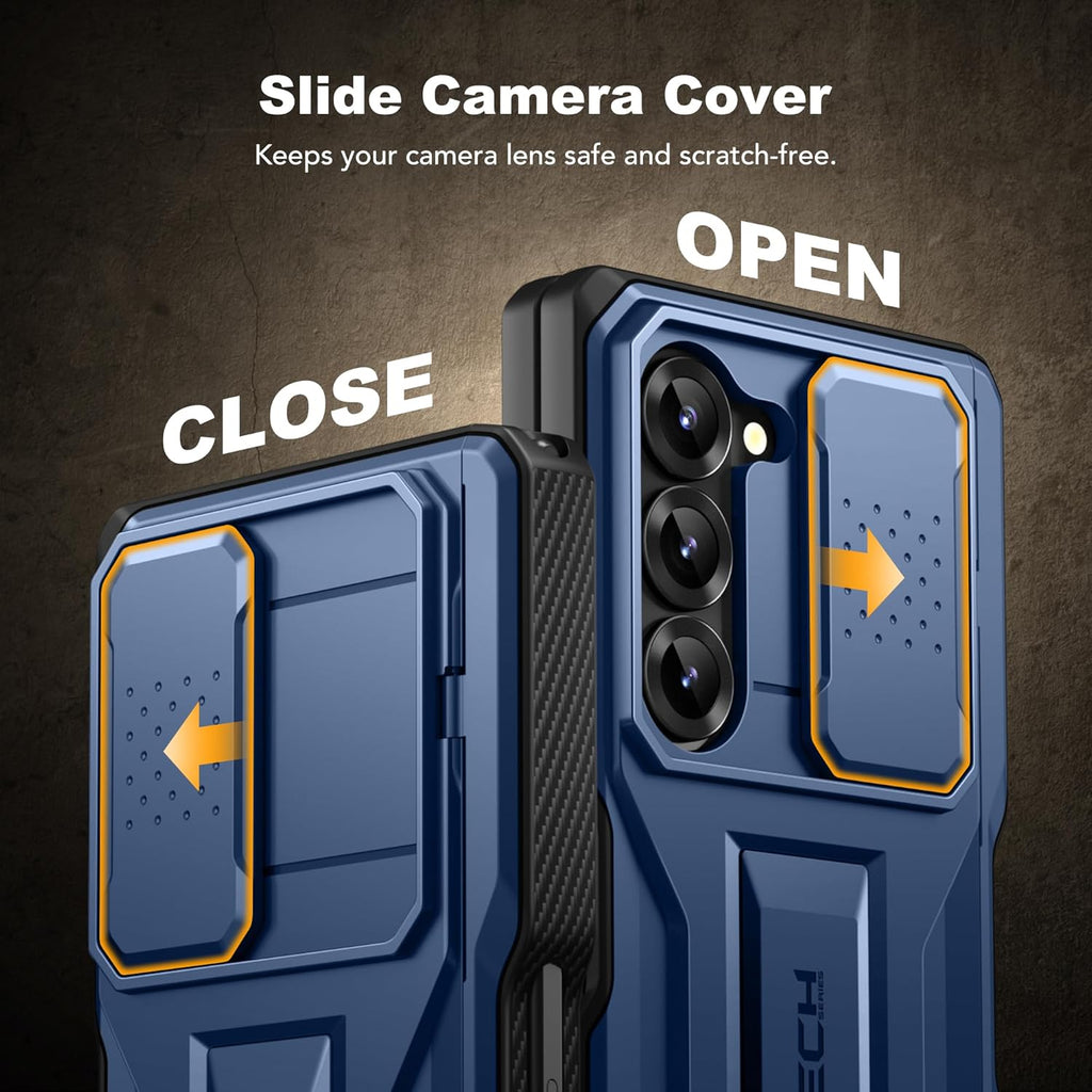 TONGATE for Z Fold 6 Case, [with S Pen Slot & Hinge Protection] [Tempered Glass Screen Protector] Full-Body Military Drop Phone Case for Samsung Galaxy Z Fold 6 with Kickstand & Belt Clip, Blue