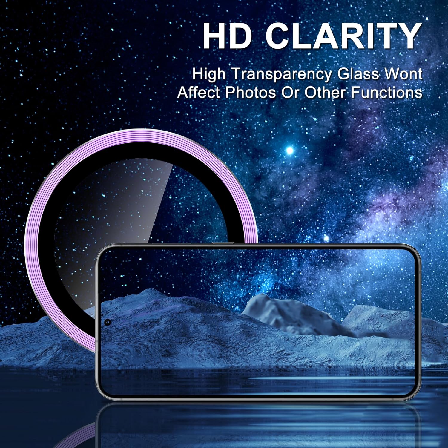 for Samsung Galaxy S24 FE Camera Lens Protector, Individual Metal Ring Tempered Glass Lens Cover, [Strong Adsorption] Scratch Resistant Ultra-Thin HD Clear Lens Cover, 1 Set-Purple