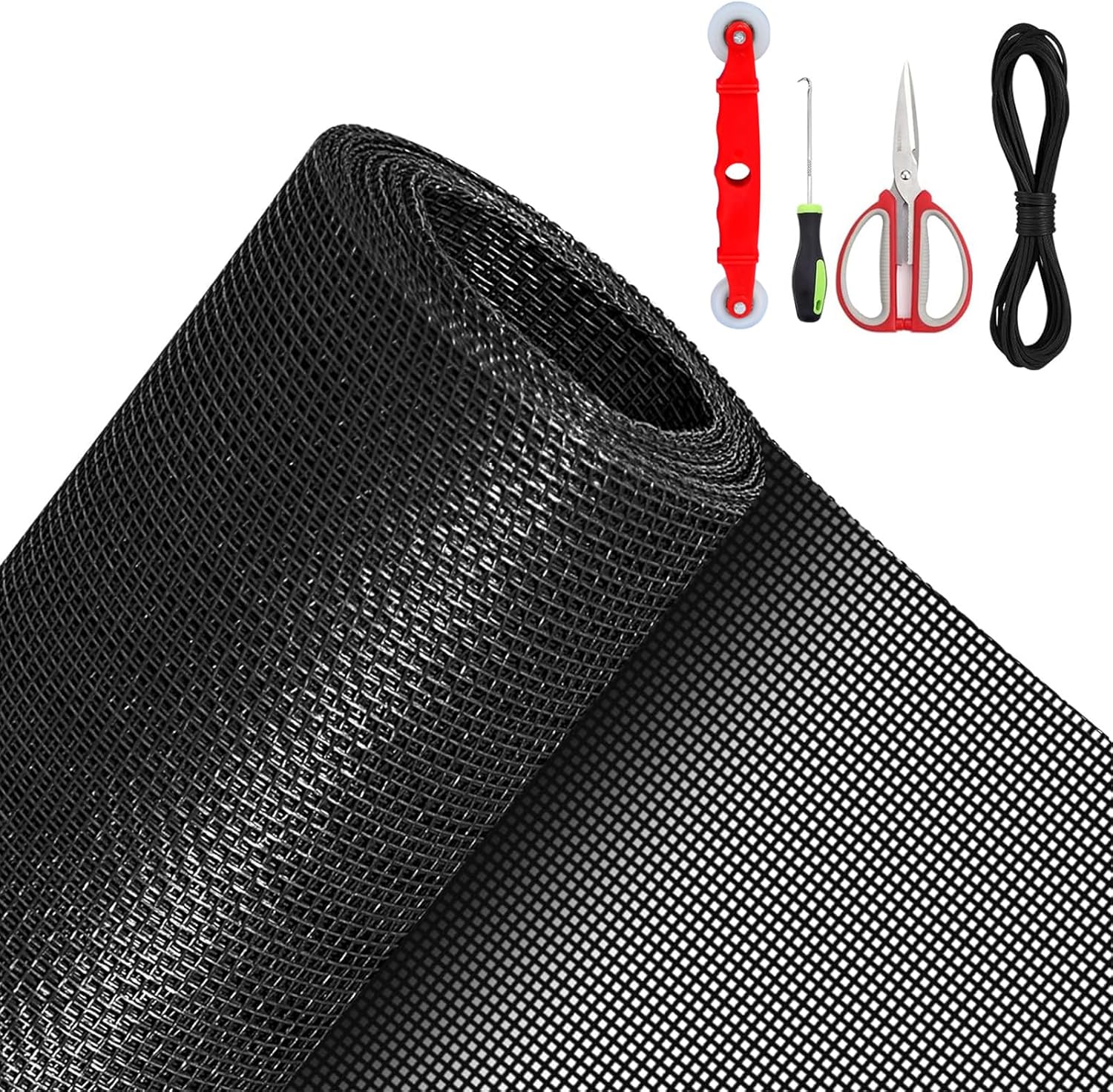 QWR Pet Proof Window Screens and Screen Door Replacement Kit, 59"x106" Durable High Hardness Vinyl Coated Polyester-Like Screen Repair Kit for Sliding Screen Door,Patio and Windows.(Folded Package)