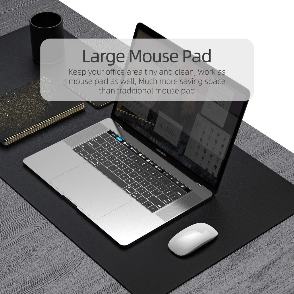 YSAGi Desk Mat, Desk Pad, Waterproof Desk Pad, 35.4" x 17" Laptop Leather Desk Pad Protector, Large Leather Desk Blotter for Keyboard and Mouse, Dual-Sided Desk Writing Pad for Office and Home (Black)