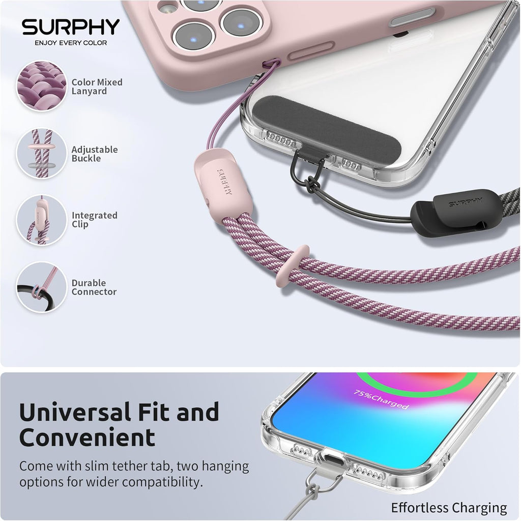 SURPHY 3 Pack Phone Wrist Strap with CellPhone Tether Tab, Cellphone Lanyard, Phone Strap with 2-Color Braided, Wrist Lanyard