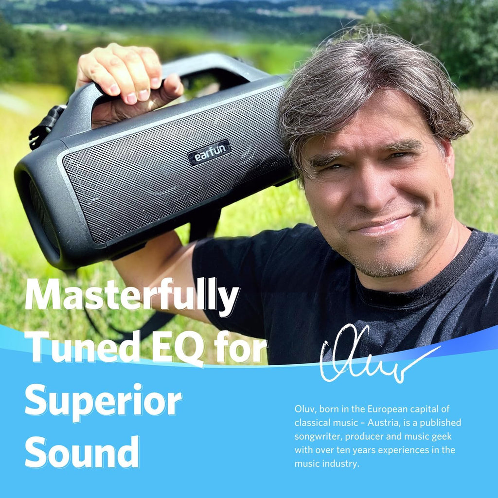 EarFun UBOOM X Portable Bluetooth Speaker, 80W Stereo with JumboBass, IP67 Waterproof Outdoor Speaker, RGB Light, 30H Playtime, Custom EQ, Bluetooth 5.3 Speakers for Outdoor, Camping, Beach