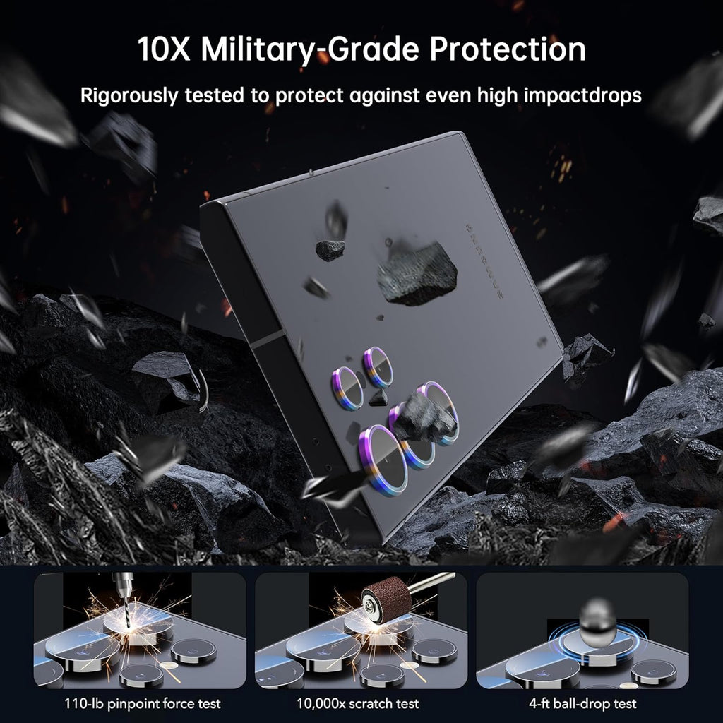 For Samsung Galaxy S23 Ultra Camera Lens Protector, Individual Lens Protector, Ultra HD 9H Tempered Glass Screen Protective Cover, Anti-scratch, Military Grade Drop Protection 2 Set. (Colorful, S23 Ultra)