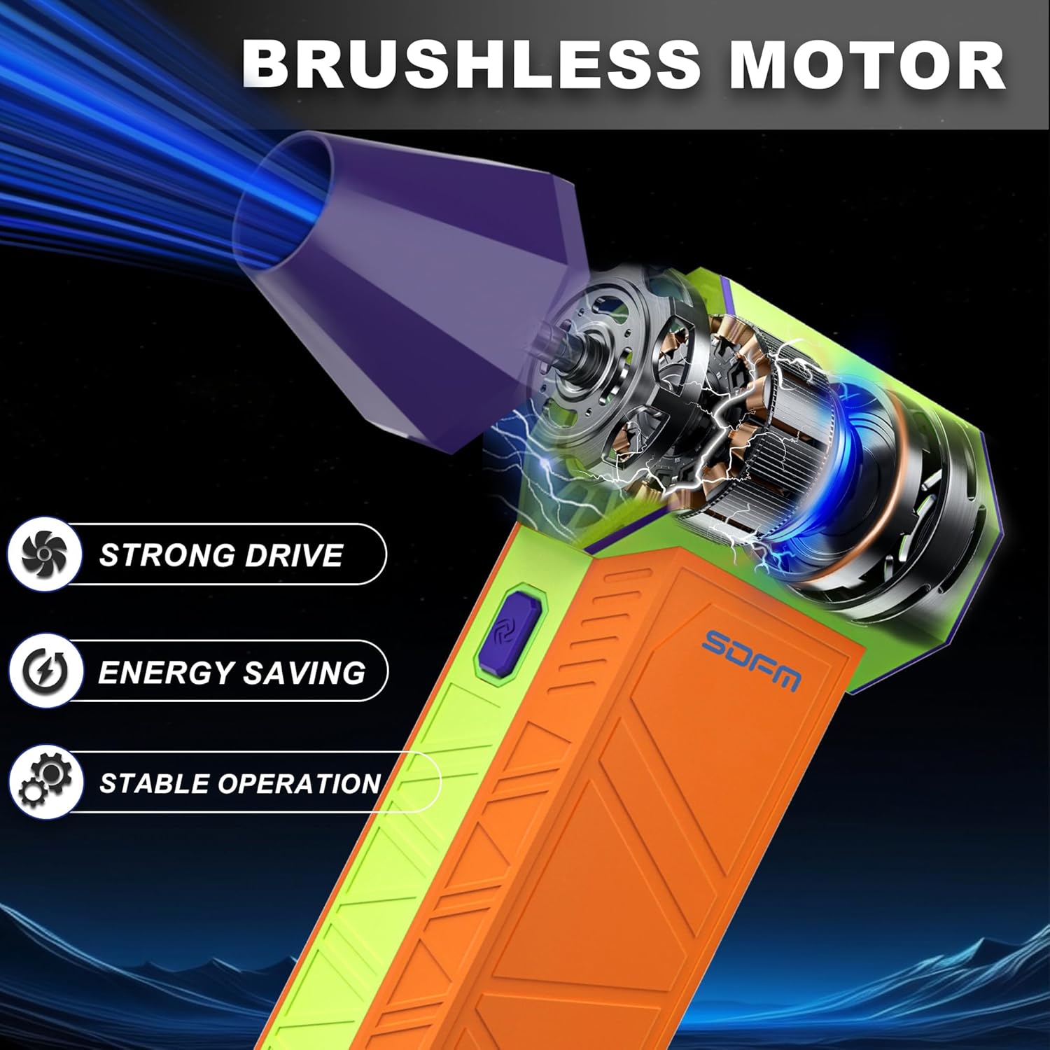SDFM Compressed Air Duster - Electric Air Duster with Built in Brushless Motor,130,000RPM, 3-Speed Adjustable Air Blower - Suitable for Keyboard, Computer, car, and Home Cleaning (X3) (Max-Colorful)