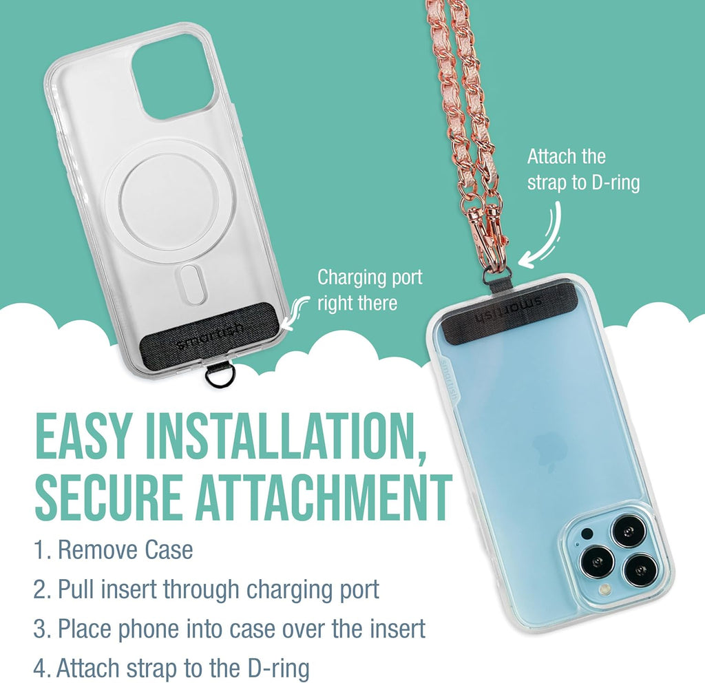 Smartish Phone Lanyard - Case Clinger - Universal iPhone Holder with Detachable Crossbody Shoulder Neck Strap Compatible with All Phone Cases - Rosé All Day