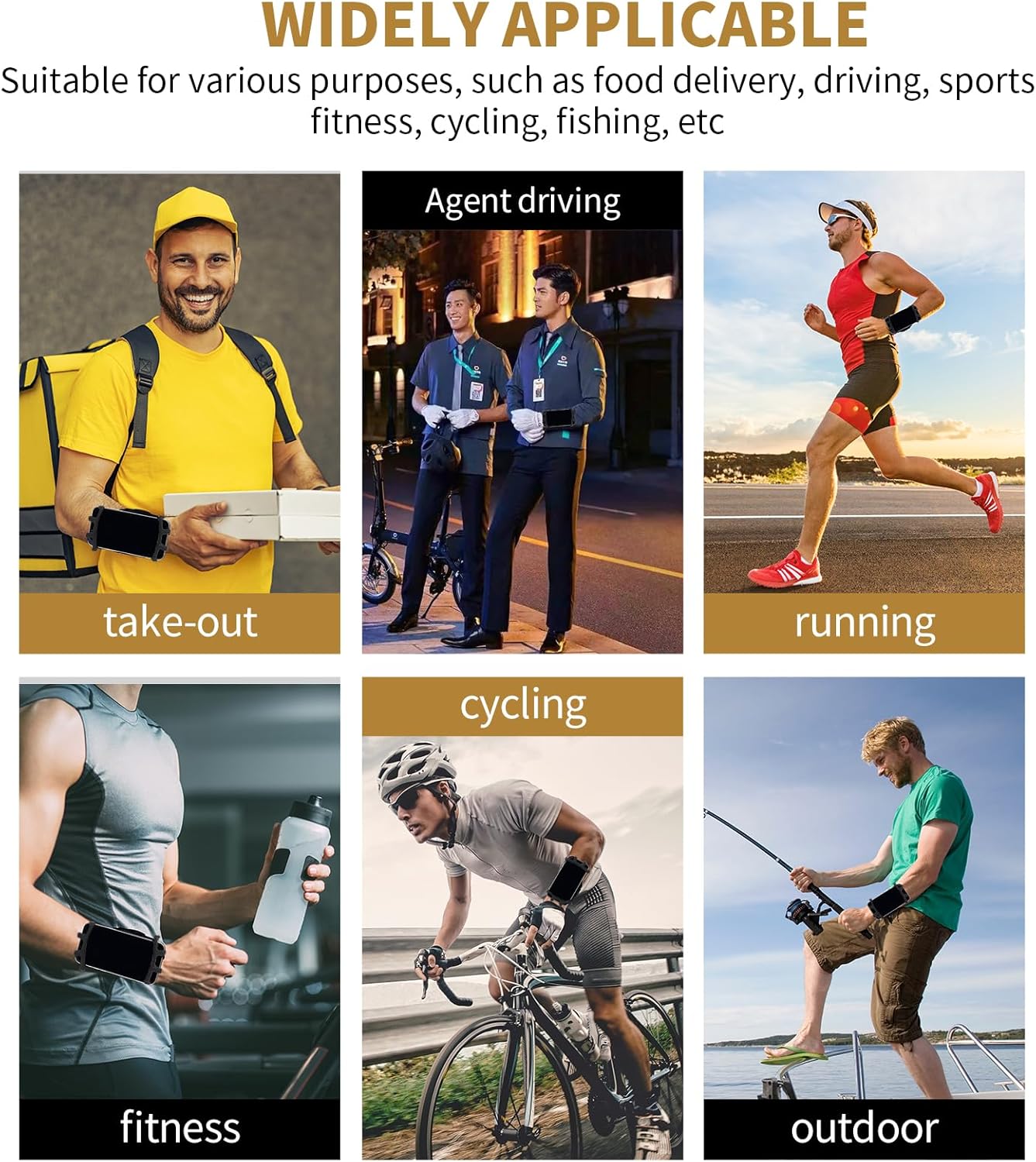 Wristband Phone Holder for Running, 360°Rotation & Detachable Sports Armband with Key Holder for iPhone 15/14/13/12/Pro/Pro Max/XS/XR/X/8/7/6/Plus, Samsung Galaxy, Fits 4''-6.95''Phone (s)