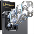 UniqueMe for 3 Pack iPhone 16 Pro/iPhone 16 Pro Max Camera Lens Protector - [Drop Protection] [Case Friendly] 9H Tempered Glass Camera Cover Screen [Update New Version] - Glitter Black